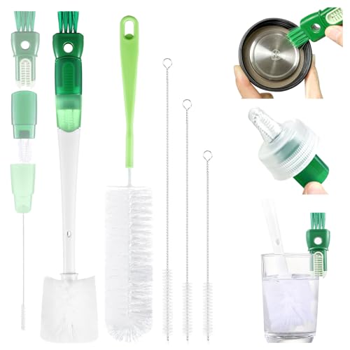 XYFuuee 5Pcs Water Bottle Cleaner Brush Set 5 in 1 Cup Straw Cleaning Brush - color: Green
