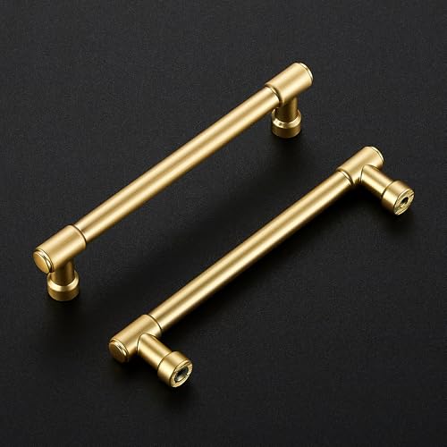 Ravinte Brushed Gold Kitchen Pulls Cabinet Handles 5 Inch 10 Pack - color: Brushed Gold, size: 5 Inches Hole Center