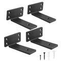 4 Inch Heavy Duty Floating Shelf Brackets,Hidden Black Metal L Bracket,Industrial Modern Wall Shelving Supports,4 Pack