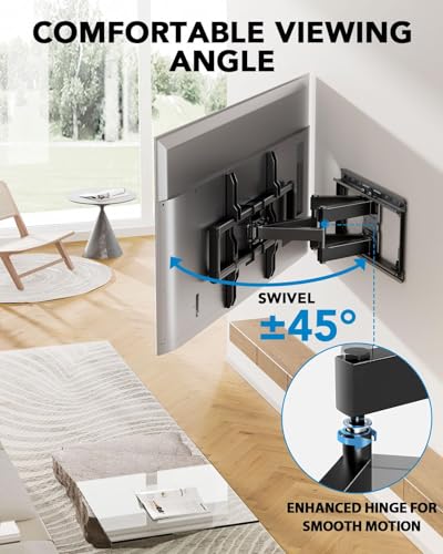 Pipishell Full Motion TV Wall Mount for 42-85 inch LED TVs up to 132lbs, Fits 65 75 Inch Swivel TV Mount Bracket with Articulating Arms, Max VESA 600x400mm, Fits 12” 16" Wood Studs - style: Fits 42-85" TVs / Max 16" Wood Stud