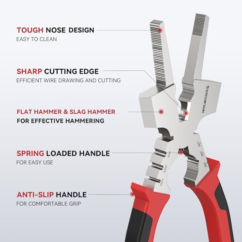 ARCCAPTAIN Measurable 8" Welding Pliers MIG Pliers with Rentention Chain - style: High-grade