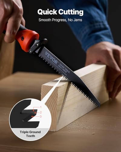 VEVOR Keyhole Saw, 6 in, Soft Grip Handle, 8-in-1 Multi-Blades Drywall, Triple Ground Teeth, for Cutting Drywall Wood Metel Plastic Plywood Wallboard Thin Sheet - size: 6 inch