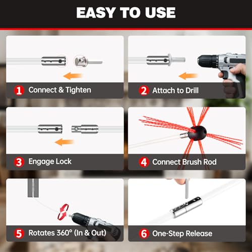 Chimney Sweep Kit - 46 Feet, Chrome Button Locking System, 14 Flexible Rods - size: 46 FT