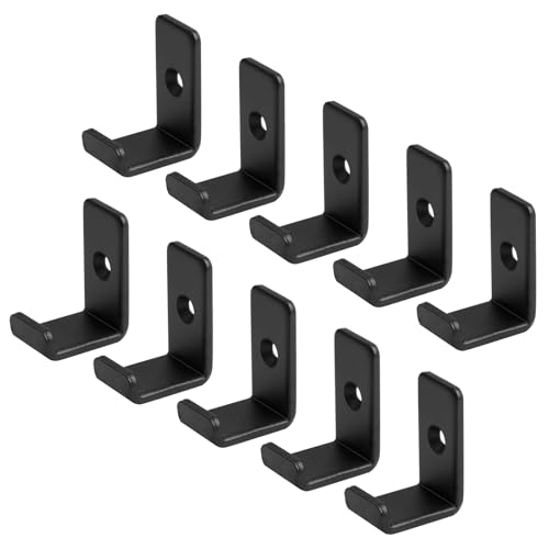 10 Pack Mini Black Steel Utility J Hook, Wall Mount Bracket, 7/8" Inside - size: 7/8"