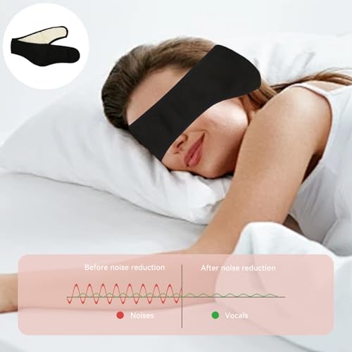 Agatige Sleep Ear Muffs, Soundproof Sleep Earmuff Headband Sleeping Noise Cancelling Ear Wrap Muffs Winter Women Sleep Mask - color: Black