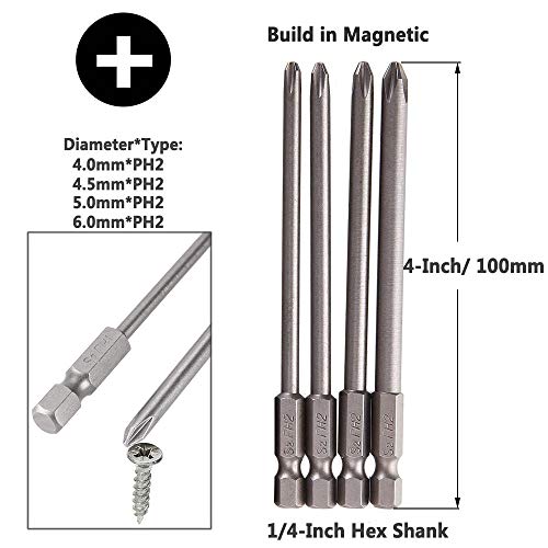 Yakamoz 16Pcs Long Magnetic Screwdriver Bit Set, 1/4" Hex Screw Driver Bits