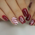 CurvLife Medium Square Christmas Press On Nails, Holiday Frost Red - color: Holiday Frost
