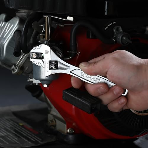 WORKPRO 2-Piece Wide Jaw Adjustable Wrench Set, 6" & 10", Cr-V Steel - color: Silver, size: 6 & 10 inch