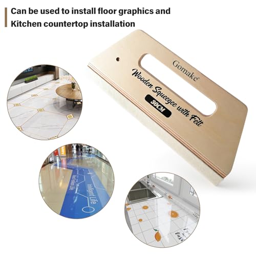 Gomake Wallpaper Smoothing Tool Large Wooden Squeegee with Felt Edge