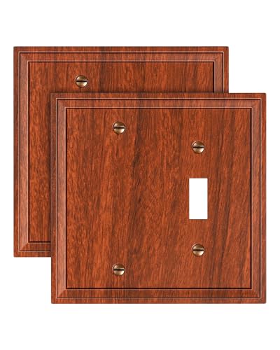 2-Pack Natural Bamboo Fiber Combo Blank/Toggle Light Switch Cover Plate - color: Wood Grain, size: 1 Blank/1 Toggle 2PK