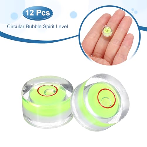 HARFINGTON 12pcs Small Circular Bubble Spirit Level 13x7mm,Green/Red - color: Green/Red, size: 13x7mm