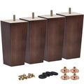 4 inch / 10cm Wooden Furniture Legs, Tchosuz Pack of 4 Mid Century Modern Solid Wood Walnut Pyramid Square DIY Replacement Feet with 5/16" Hanger Bolts & T-Nuts for Sofa Couch Armchair Bed Riser - color: Walnut, size: 4"/10cm