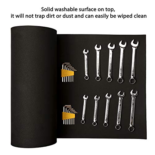CASOMAN Professional Tool Box Liner and Drawer Liner - 16 inch(Wide) x 16 feet (Long), Non-Slip, Black - size: 16"W x 192"L