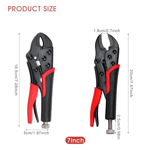 2pcs Locking Pliers Set, 7 Inch Curved Jaw Locking Pliers with Anti-slip Handle Heavy Carbon Steel Vice Grip for Clamping Twisting Welding (2pcs) - size: 7 Inch 2pcs