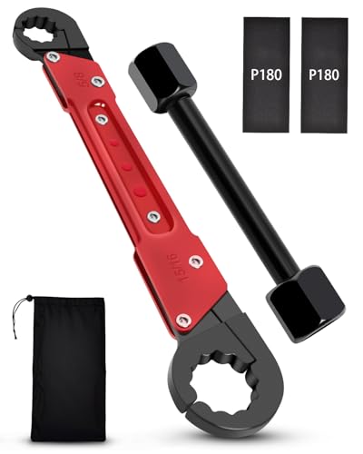 5 Pcs Plumbing Tools Kit with Angle Stop Wrench, Adjustable Wrench Professional Plumbers Wrench for Installing New Compression Angle Stop and Removing Compression Ring with Storage Bag - style: Angle Stop Wrench