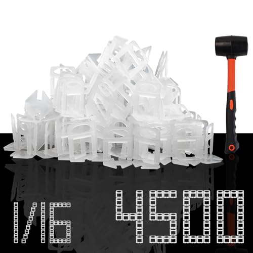 Storystore 4500pcs Tile Leveling Clips 1/16 Inch Tiles Spacers with Hammer - size: 1/16 Inch 4500 Spacers + Hammer