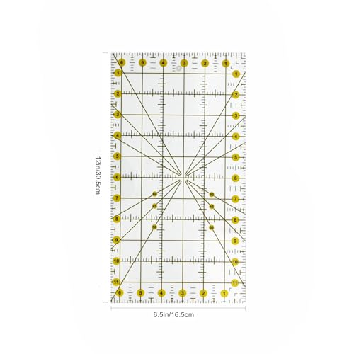 Sewing Rulers Quilting Ruler,Acrylic Quilting Templates,Sewing Tools Accessories Supplies for Patchwork Precision Fabric Cutting 1pcs(6.5x12inch) - color: Yellow