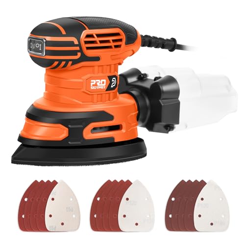 Prostormer Detail Sander, 13000RPM Mouse Sander, 1.6A Electric Palm Sanders - color: Orange