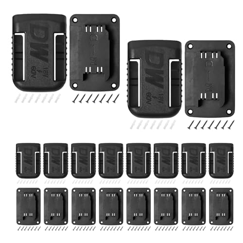 20pas Tool Holders and Battery Holder for Dewalt 20v Wall Mount Hanger Battery Drill Tool Storage Shelf for Milwaukee M18 (Black) - color: Black
