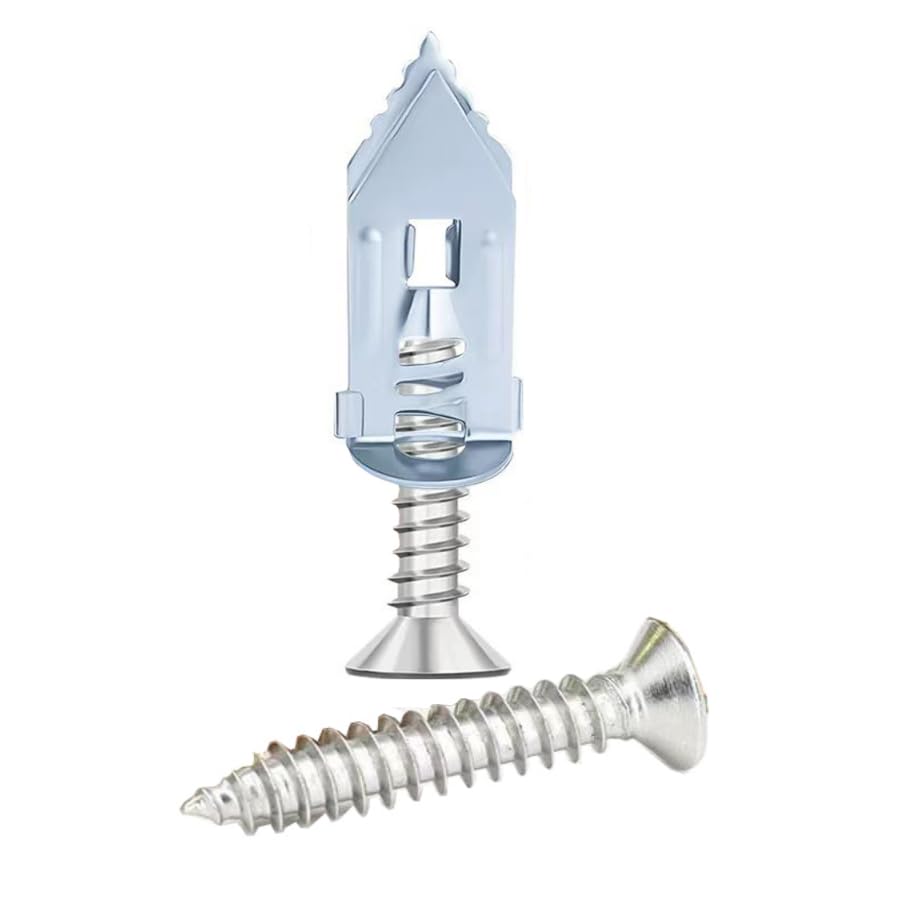 80pcs Silver Self Drilling Drywall Anchor Kit, Carbon Steel Zinc Expansion Wall Anchors (0.47x1.18 Inch) with Self Tapping Screw Heavy Duty, Easy Application No Drill or Holes in Wall. - color: Silver (0.47x1.18inch)