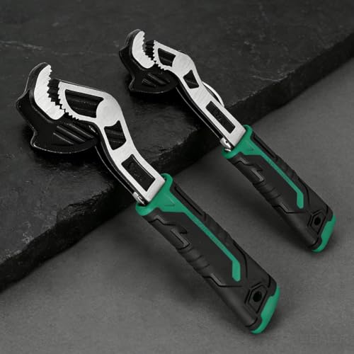 2PC Adjustable Wrench, Multi-function Wrench With Non-Slip Handle Self-Adjusting Spanner Power Grip Pipe Wrenc-h 12mm-20mm Nuts, Pipes for Car, Bicycle & Plumbing Repairs
