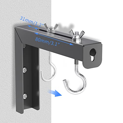 suptek Universal Projector Screen Wall Mount L-Brackets Wall Hanging Mount 6 inch Adjustable Extension Mounting Hooks for Projection Screen up to 66 lbs, 30 kg Capacity Each, PRL001B, Black (1 Pair) - size: 6 inch-black