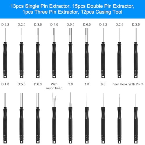 Kikerike Terminal Removal Tool Kit 41 Pcs Depinning Tool Electrical Connector Pin Removal Tool Kit Pin Extractor Tool Set Wire Terminal Release Tool for Automotive Car Household Devices - Black - color: 41 PCS - Black Round Handle