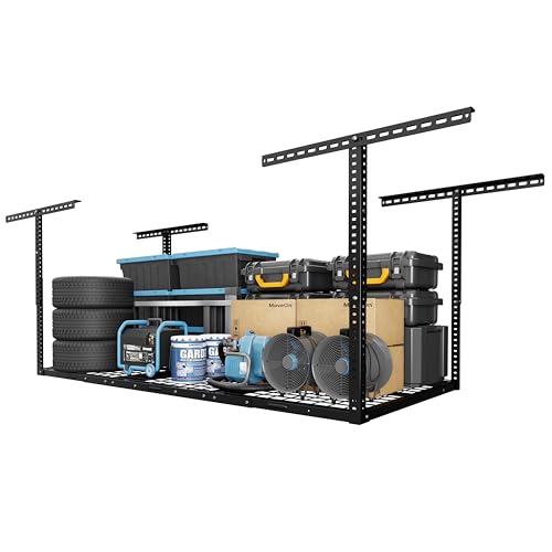 FLEXIMOUNTS 3x6 Overhead Garage Storage Adjustable Ceiling Rack, Black - color: Black, size: 3x6 ft