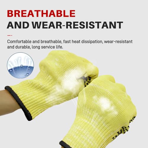 Heat Cut Resistant Gloves, Aramid Leather Oven Gloves with Fingers, Thick Knit Grill Mitts, Silicone Beads, Medium - size: 1pc-Medium, style: Silicone Beads