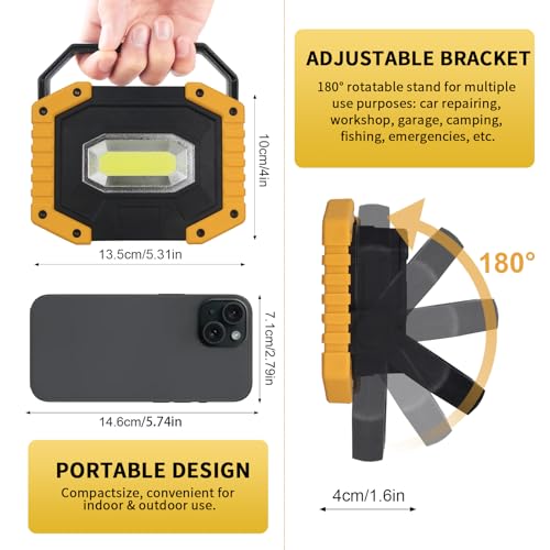 AUMIO 2-Pack Rechargeable COB LED Work Lights, Portable Flood Light