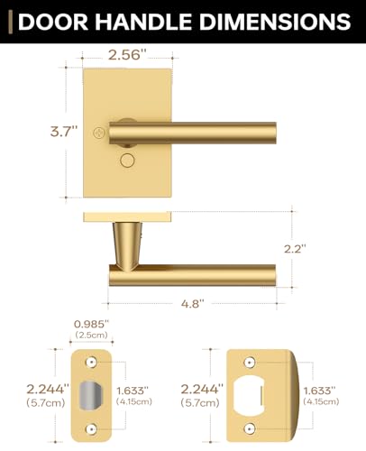 Amerdeco 10 Pack Champagne Bronze Privacy Interior Door Handles - color: Champagne Bronze