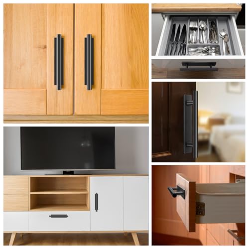 Self-Stick Push Pull Helper, 30 Pack Drawer Pulls ABS Plastic Adhesive Door Handles Peel and Stick Cabinet Handles for Kitchen Cabinet Sliding Door Furniture (Black)
