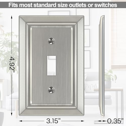 Metal Wall Plate for Light Switch, Applicable to Single Toggle, 6 Pack - size: Single Toggle