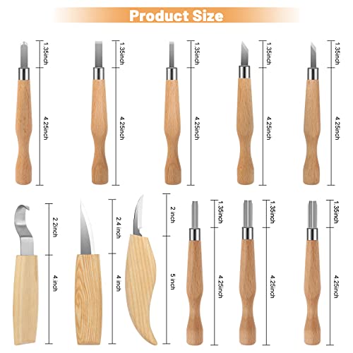 Wood Carving Kit 26pcs Wood Carving Tools Set with Wood Carving Knives Detail Knives Blocks Gloves Whittling Kit for Beginners Adults Kids Woodworking Tools for Spoon Bowl Kuksa Cup