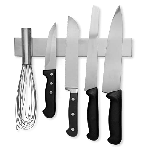 Modern Innovations 10 Inch Stainless Steel Magnetic Knife Bar with Multipurpose Use as Knife Holder, Knife Rack, Knife Strip, Kitchen Utensil Holder, Tool Holder, Art Supply Organizer, Home Organizer - size: 10 Inch