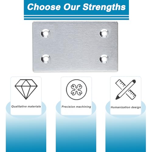 50PCS Flat Straight Brace Brackets,2.35x1.5 Stainless Steel Brackets - size: Silver,2.36"x1.5"