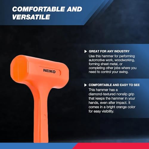NEIKO 02849A 4 Lb Dead Blow Hammer, Neon Orange | Unibody Molded | Checkered Grip | Spark and Rebound Resistant - size: 4 Pound, style: Dead Blow