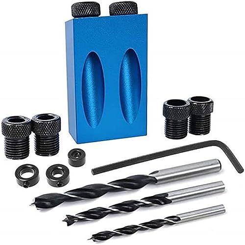 15 Pcs Pocket Hole Jig Kit 15 Degree Woodwork Guides Joint Angle Tool Carpentry Locator With Hole Fixture 6/8/10mm Drill Bits Dowel Screw Drill Jig Joinery Kit Carpenters
