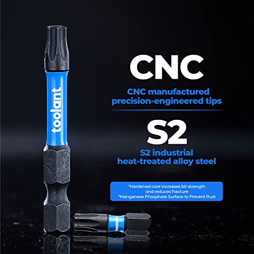 toolant 25PCS T10 2" Impact Torx Bits S2 Steel Security Torx - size: T10(2"*25pcs)