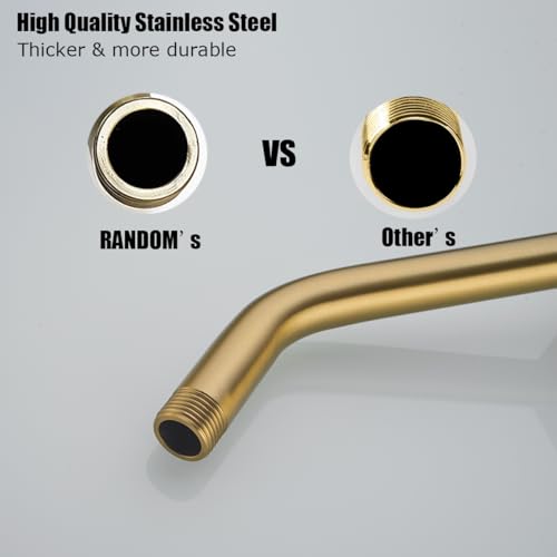 RANDOM 10 Inch Champagne Bronze Shower Arm with Flange,90 Degree Rain Shower Head Extension Arm.RD91018-10-CB - color: 10″Champagne Bronze(Round Flange)