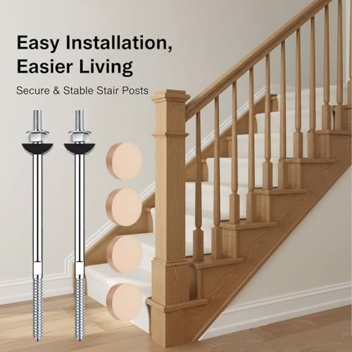2 Set Newel Post Mounting Kit — Heavy-Duty Fastener Anchors Securely to Wood or Concrete Floor, Professional Installation for Residential & Commercial Staircase