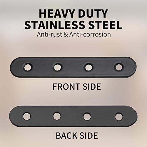 Jiozermi 12 Pcs Straight Brace, 3.8" x 0.69", Stainless Steel Black - size: Black, 3.8” x 0.69”, 12 Pcs