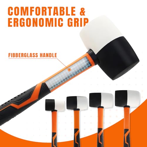 4 Piece Rubber Mallet Set 8/16/24/32 oz Soft Face Hammer - size: 4 Set