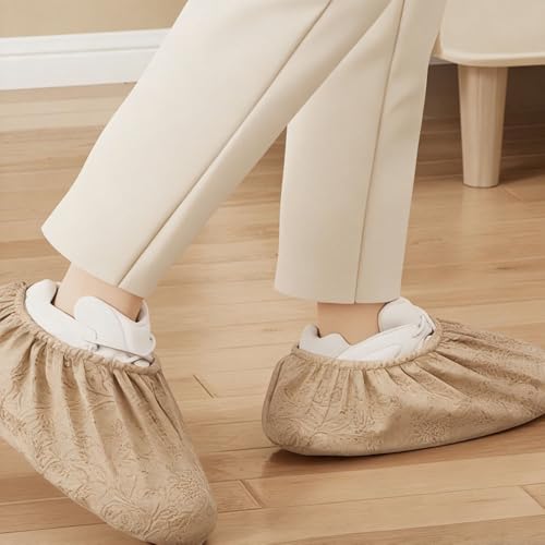 Non Woven Disposable Non Slip Shoe Covers 50Pcs (25 Pairs)(Brown) - color: Brown
