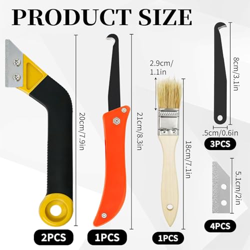 Tile Grout Cleaner Tool Kit - 11Pcs Grout Removal Tool with Scraper Hook and Brush for Bathroom Floor, Caulk Remover for Tile and Stone