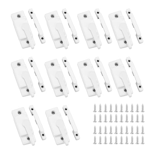 10 Pack Sliding Window Sash Locks White Cam Sash Lock, Window Latch Replacement Sash Locks for Vertical & Horizontal, Window Locks for Double Hung Windows