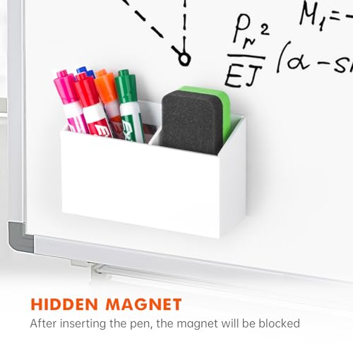 BEYGORM Magnetic Dry Erase Marker Holder for Whiteboard & Refrigerator | Non-slip Acrylic Pen Holder for Classroom, Fridge Magnet, Locker Organizer Accessories, Teacher & School Supplies(White) - color: White