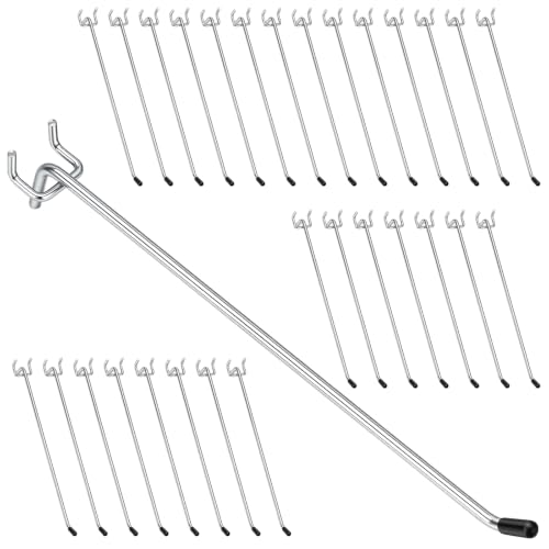 JEAWIWI 30 Pcs Metal Pegboard Hooks, 12 Inch, Fit 1/5 in Peg Board - size: 12in 30pcs