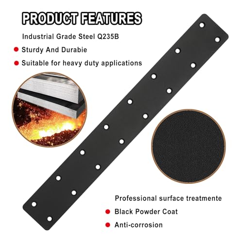 6packs Straight Steel I Shape Flat Plate,Heavy Duty Mending Plate 14.7"x2" for Wood DIY Projects - Large Connector Brace,Post to Beam Connectors Repair Bracket,Joining Brackets