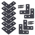 20-Pack Steel Flat Mending Plate Corner Brace 1.6x1.6inch for Wood - size: Black 40x40 mm